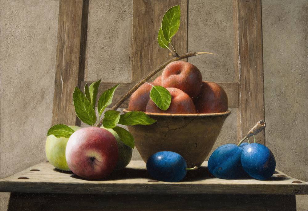 STILL LIFE WITH PEACHES by Stuart Morle (b.1960) (b.1960) at Whyte's Auctions