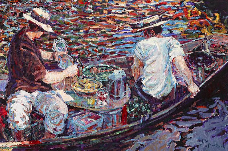 THE FLOATING MARKET, L'ISLE-SUR-LA-SORGUE, FRANCE by Arthur K. Maderson (b.1942) at Whyte's Auctions