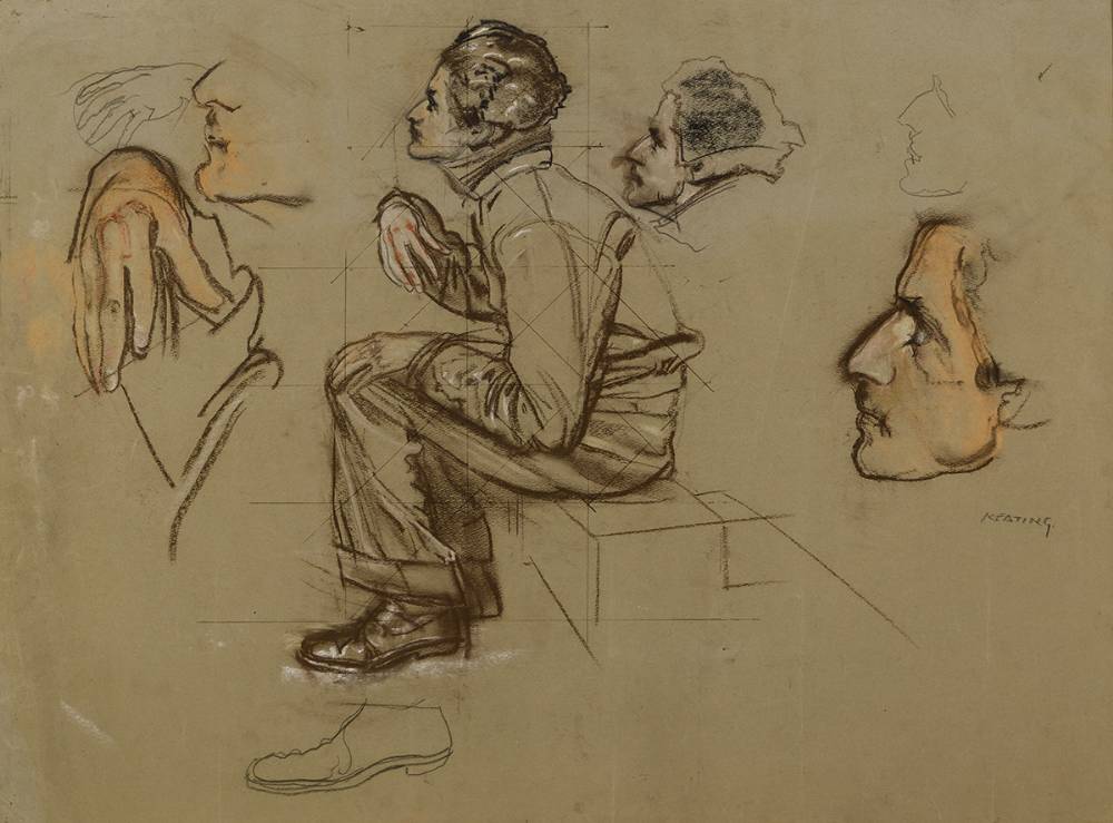 STUDIES OF A SEATED MAN by Seán Keating PPRHA HRA HRSA (1889-1977) PPRHA HRA HRSA (1889-1977) at Whyte's Auctions