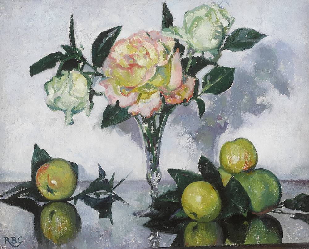 STILL LIFE WITH ROSES AND APPLES by Rosaleen Brigid Ganly HRHA (1909-2002) HRHA (1909-2002) at Whyte's Auctions