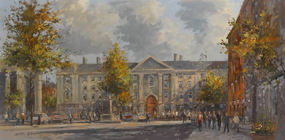 TRINITY COLLEGE FROM DAME STREET, DUBLIN, 2018 by Colin Gibson RUA (b.1948) at Whyte's Auctions