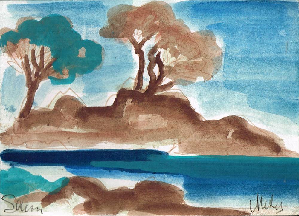 COASTAL SCENE WITH TREES IN THE DISTANCE, SPAIN by Markey Robinson (1918-1999) at Whyte's Auctions