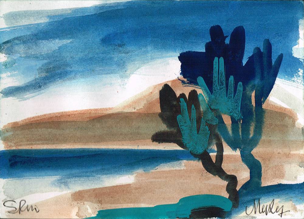 COASTAL SCENE WITH TWO TREES, SPAIN by Markey Robinson (1918-1999) at Whyte's Auctions