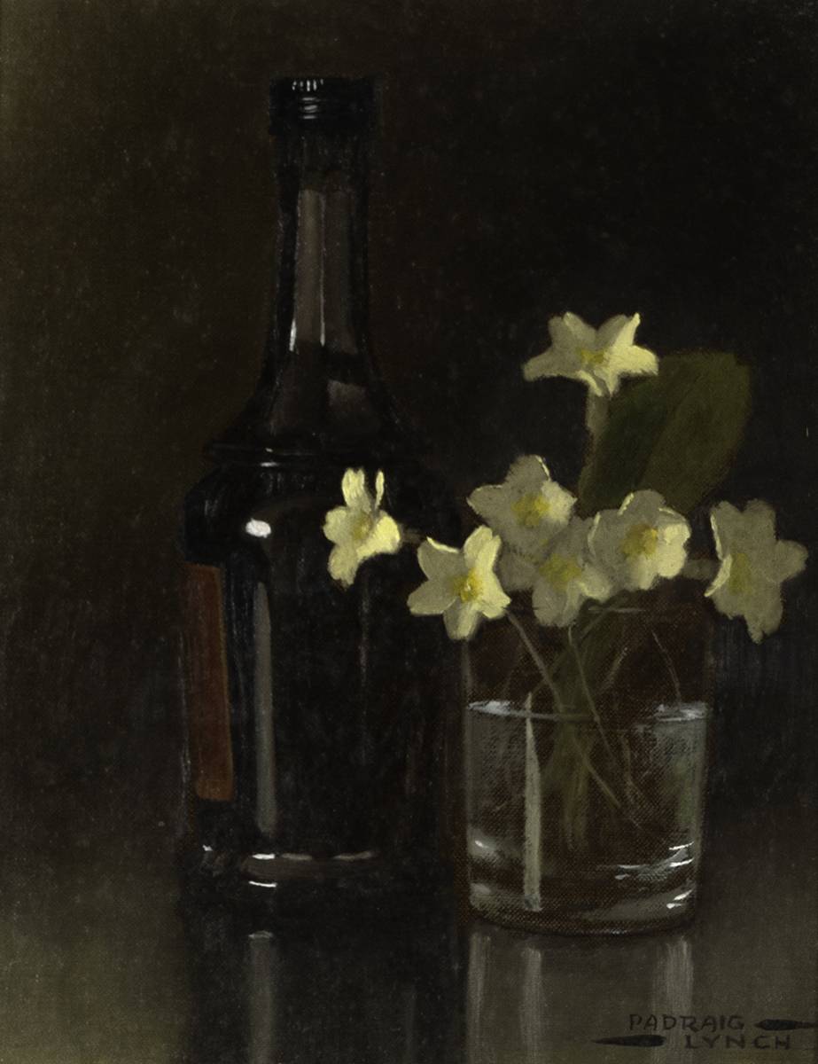 PRIMROSES WITH BOLS BOTTLE, 1998 by Padraig Lynch (b.1936) (b.1936) at Whyte's Auctions