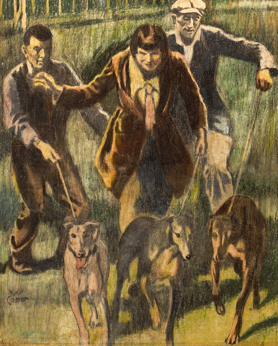 EXERCISING THE GREYHOUNDS, c.1920s-1930s by William Conor OBE RHA RUA ROI (1881-1968) at Whyte's Auctions