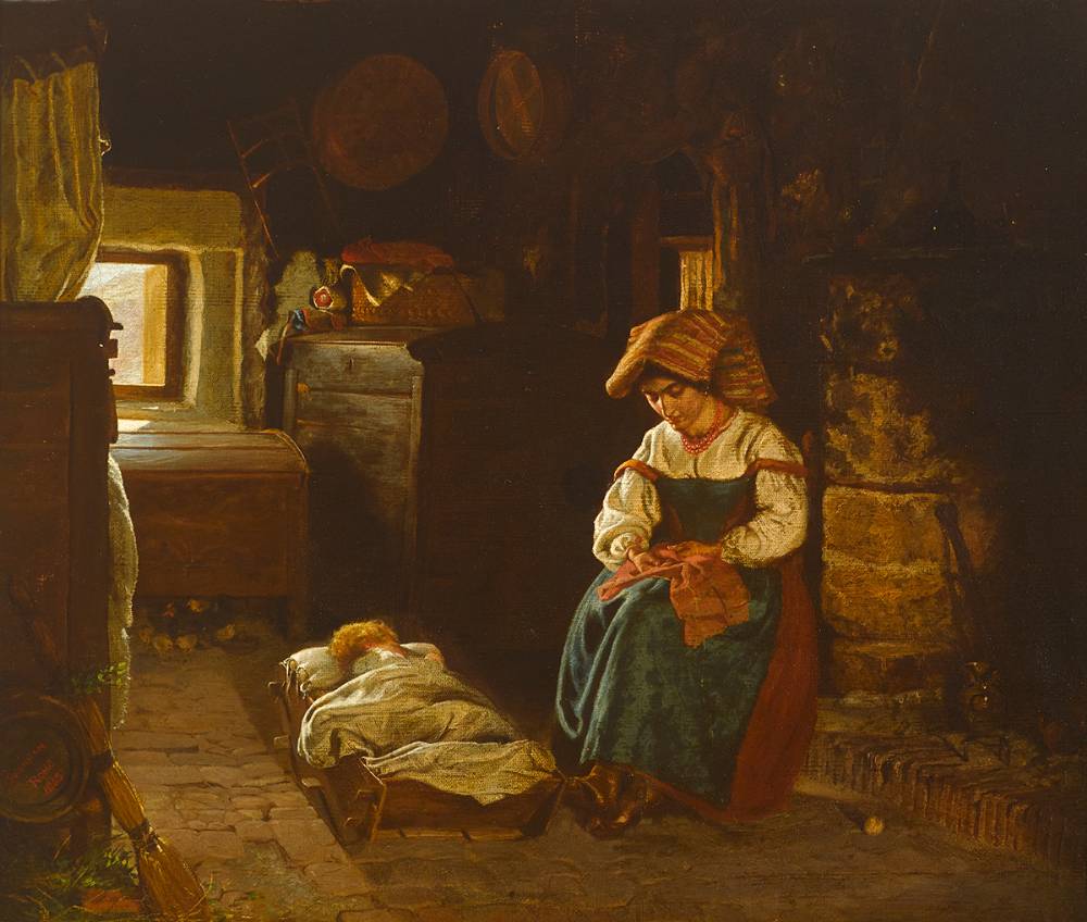 INTERIOR WITH MOTHER AND CHILD, ROME, 1863 by Michael George Brennan (1839-1871) (1839-1871) at Whyte's Auctions