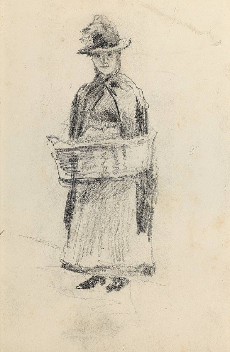 WOMAN WITH BASSINET by John Butler Yeats RHA (1839-1922) at Whyte's Auctions