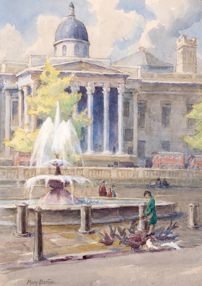 FOUNTAIN IN TRAFALGAR SQUARE, LONDON by Mary Georgina Barton sold for �320 at Whyte's Auctions