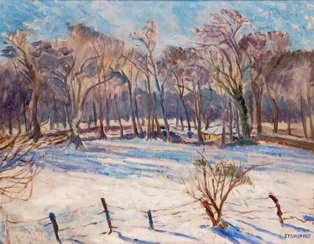 SNOW IN RATHFARNHAM, COUNTY DUBLIN by Estella Frances Solomons sold for �1,400 at Whyte's Auctions