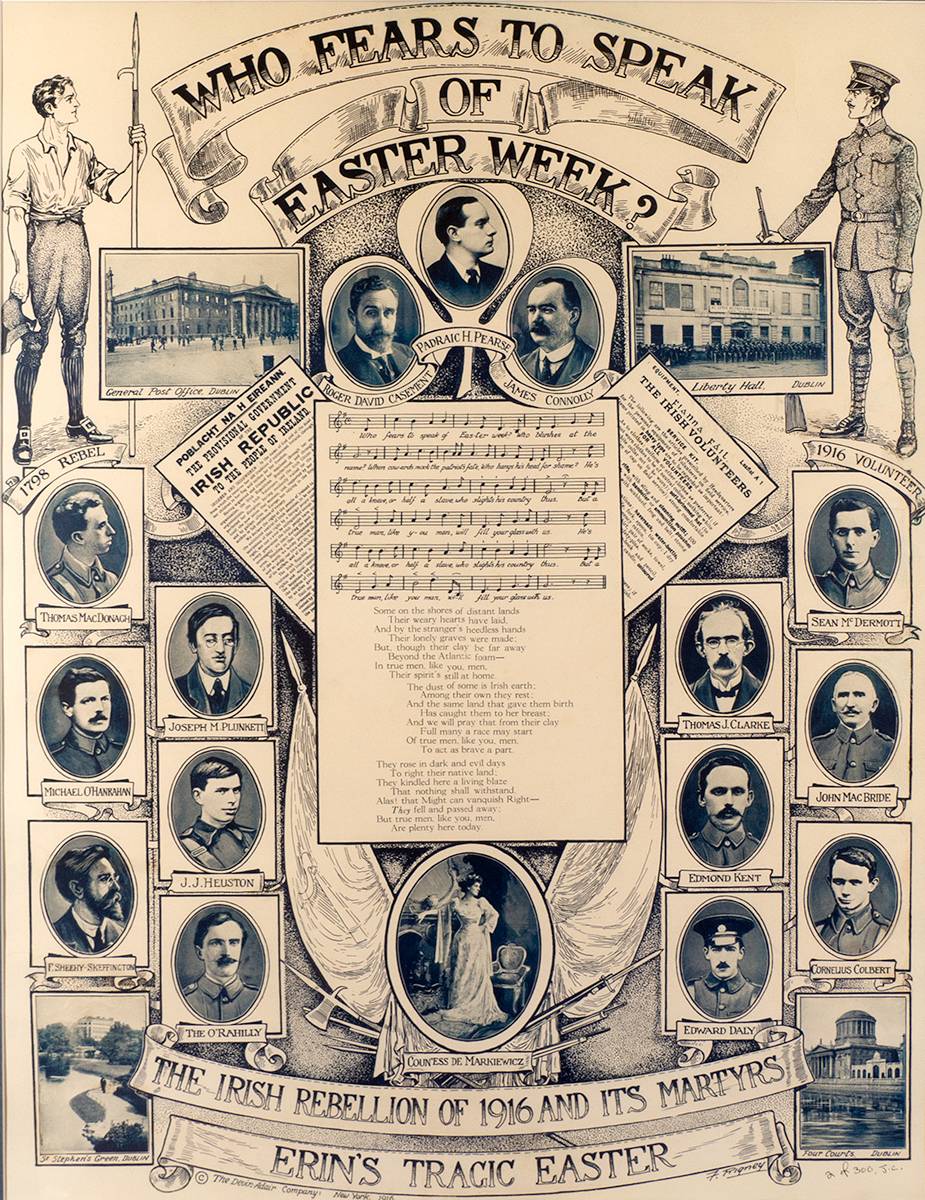 1916, 'Who Dares to Speak of Easter Week?', poster. at Whyte's Auctions