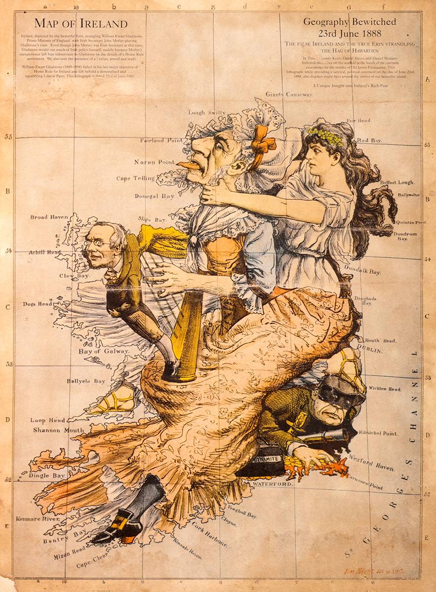 1888 (23 June) 'Geography Bewitched' coloured cartoon by Tom Merry at Whyte's Auctions