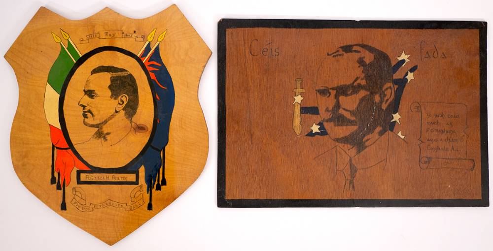 1975 Prisoner Art: Patrick Pearse wooden plaque, signed by over 60 prisoners. at Whyte's Auctions