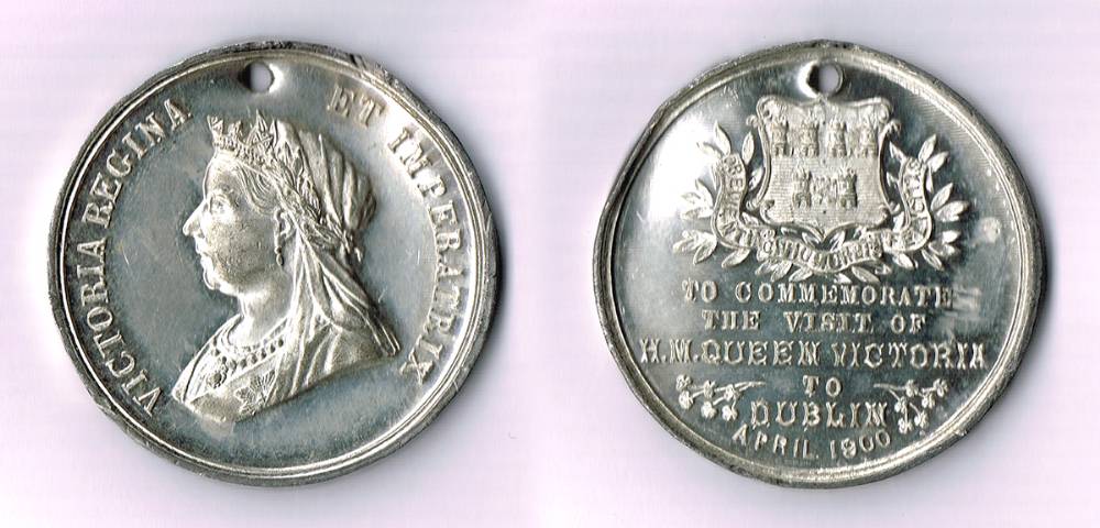 1900 (April) Queen Victoria's Visit to Dublin, white metal medal, also medals commemorating Lord Nelson, Ludwig Holberg, etc. (8) at Whyte's Auctions