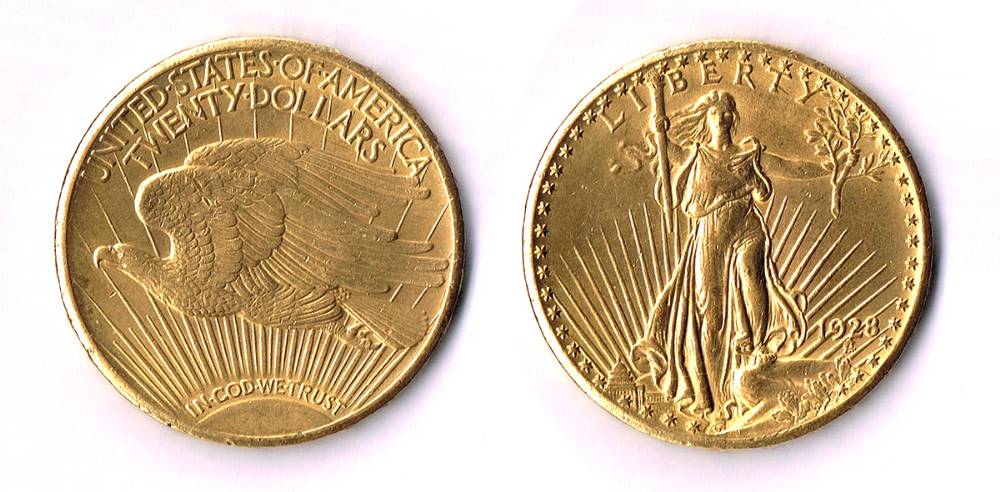 USA. Gold twenty dollars Saint Gaudens, 1928. at Whyte's Auctions