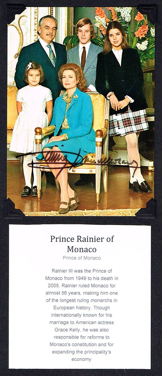 1970s. Autographs of Prince Rainier and Princess Grace of Monaco. at Whyte's Auctions