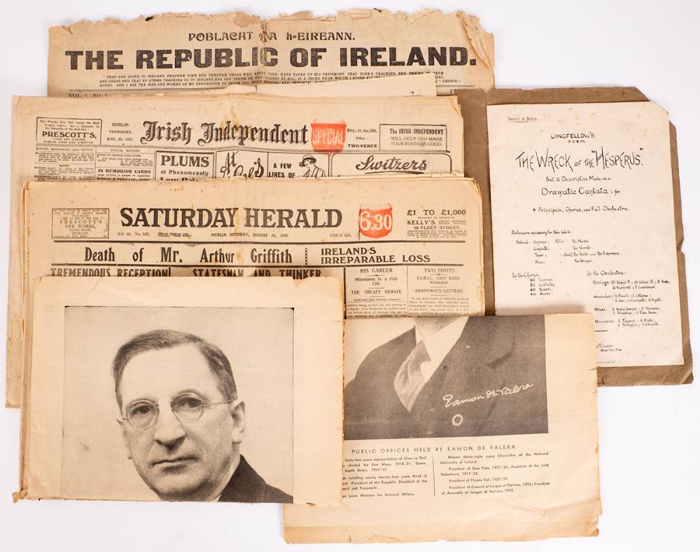 1922 (3 January). The Republic of Ireland Anti-Treaty publication, Vol. 1, No. 1 and other related papers. (6) at Whyte's Auctions