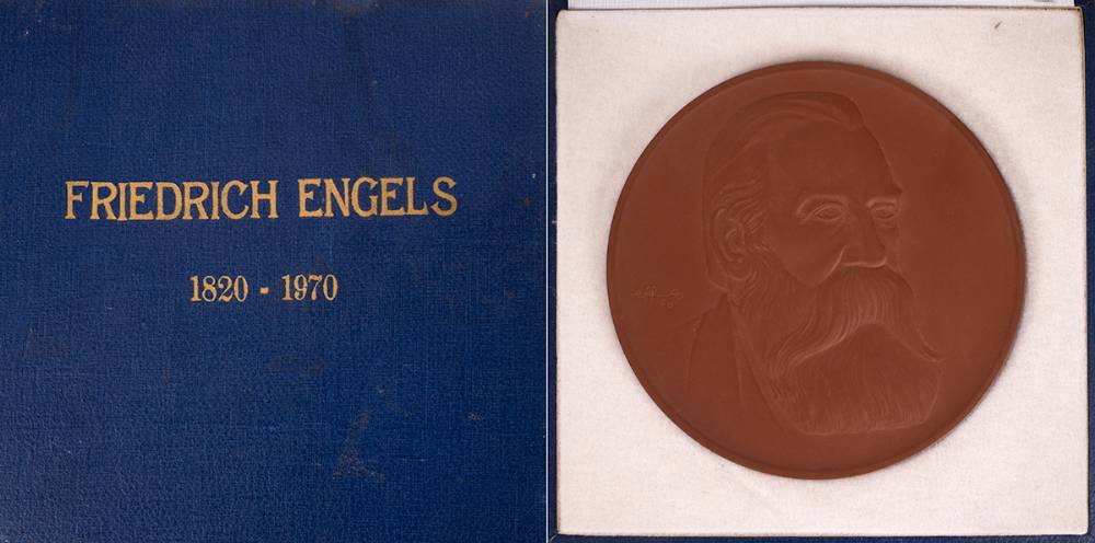 1914-1918. Embroidered memorial  panel for a German casualty and a terracotta relief of Friedrich Engels. at Whyte's Auctions