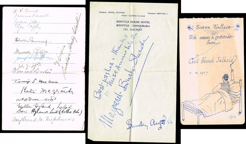 1911-1958. Three autograph books kept by a nurse, including pages written at the Curragh Camp Hospital during the Civil War and at other military hospitals later. at Whyte's Auctions