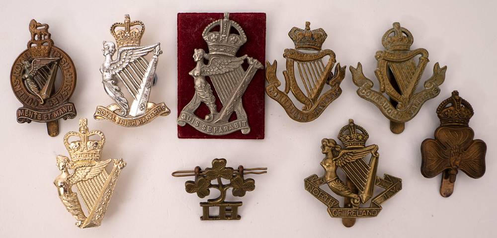 Irish regiments in the British Army. Collection of badges. (9) at Whyte's Auctions