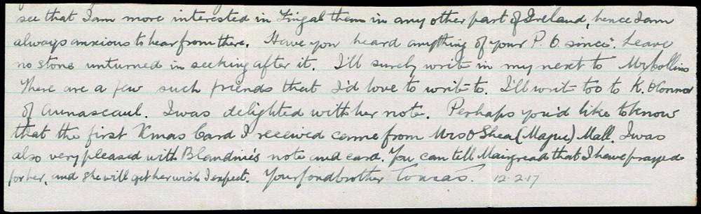 1917 (2 February) two letters from Thomas Ashe at Lewes Gaol to his sister, including mention of Michael Collins. at Whyte's Auctions