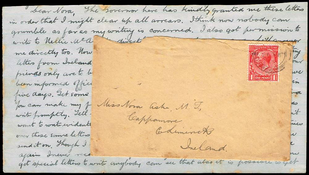 1917 (21 February and 12 March) letters from Thomas Ashe to his sister Nora from Lewes Gaol (2) at Whyte's Auctions