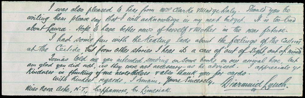 1917 (May) two letters from Thomas Ashe to his sister Nora from Lewes Gaol. at Whyte's Auctions