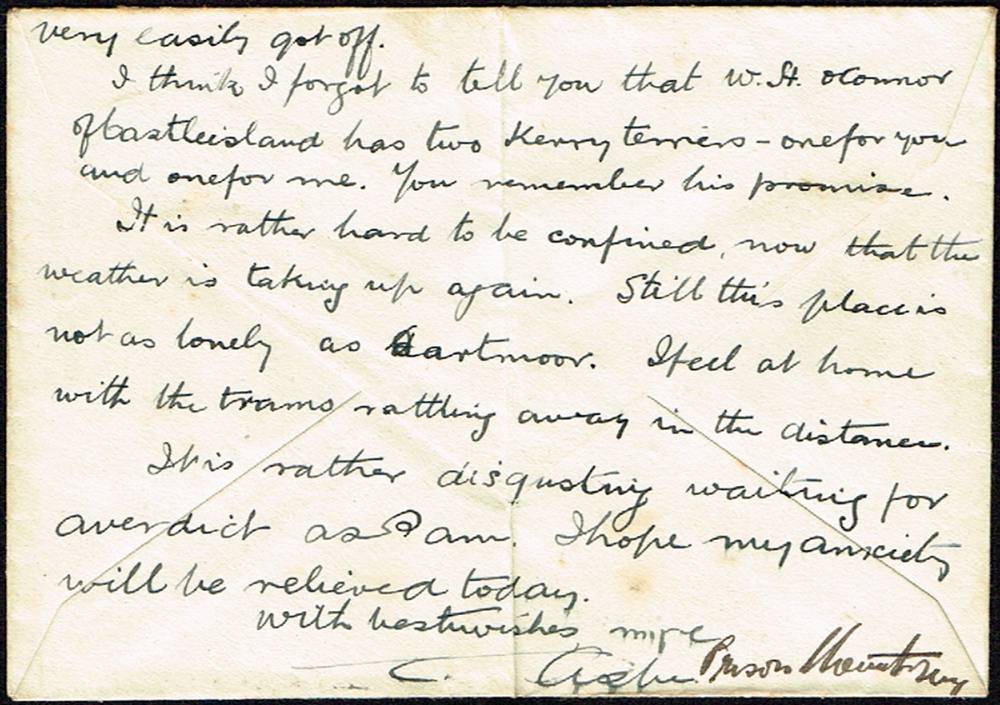 1917 (7 September) letter from Thomas Ashe in Mountjoy Prison. at Whyte's Auctions