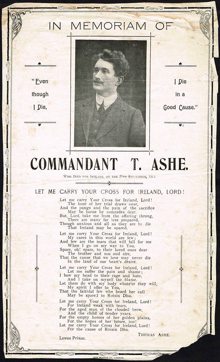 1917 (September). In Memoriam of Commandant T. Ashe poster print. at Whyte's Auctions