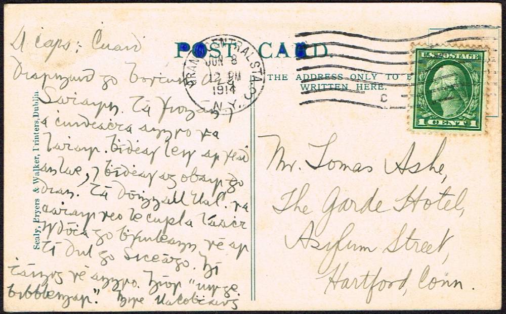 1914 (8 June) and 1916 (29 May) postcards to Thomas Ashe. at Whyte's Auctions