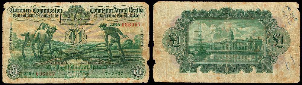 Currency Commission 'Ploughman' Royal Bank One Pound, 7-7-37 at Whyte's Auctions