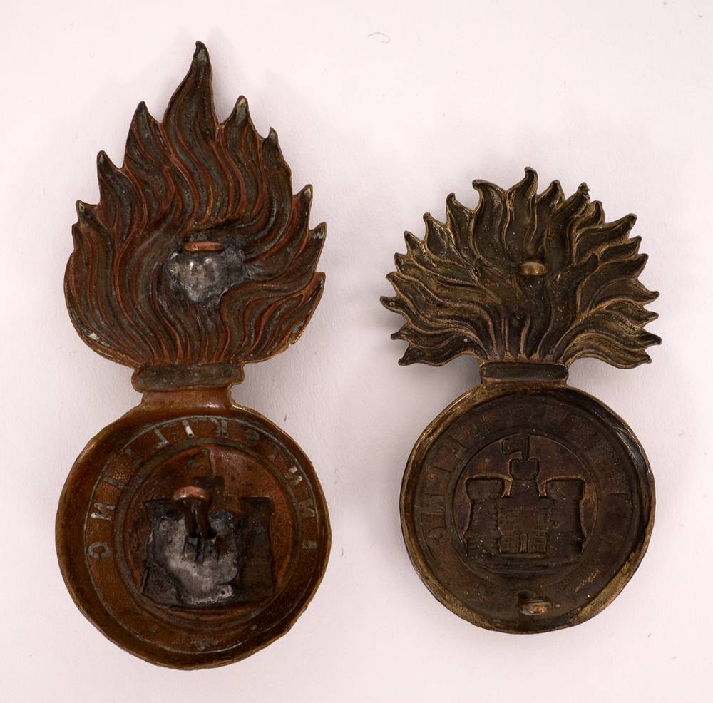 Inniskilling Fusiliers busby grenade badges (2) at Whyte's Auctions