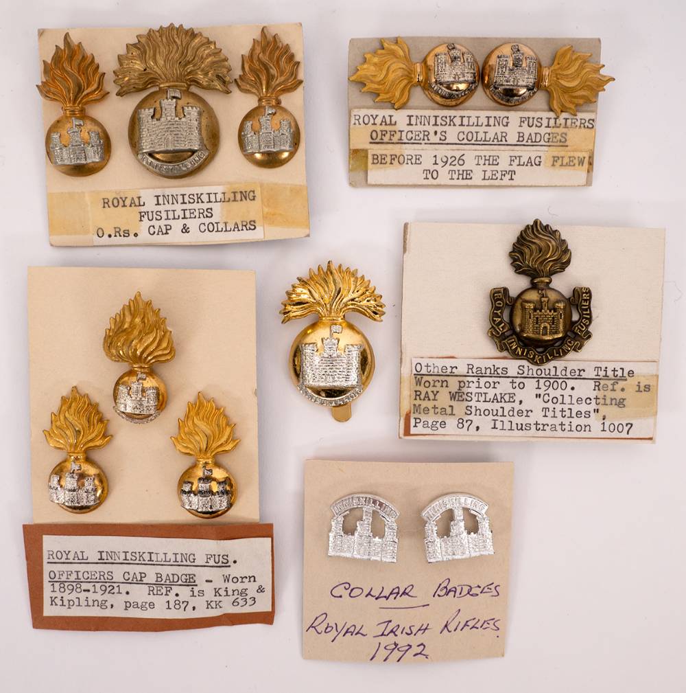 Royal Inniskilling Fusiliers collection of metal badges (10) at Whyte's Auctions