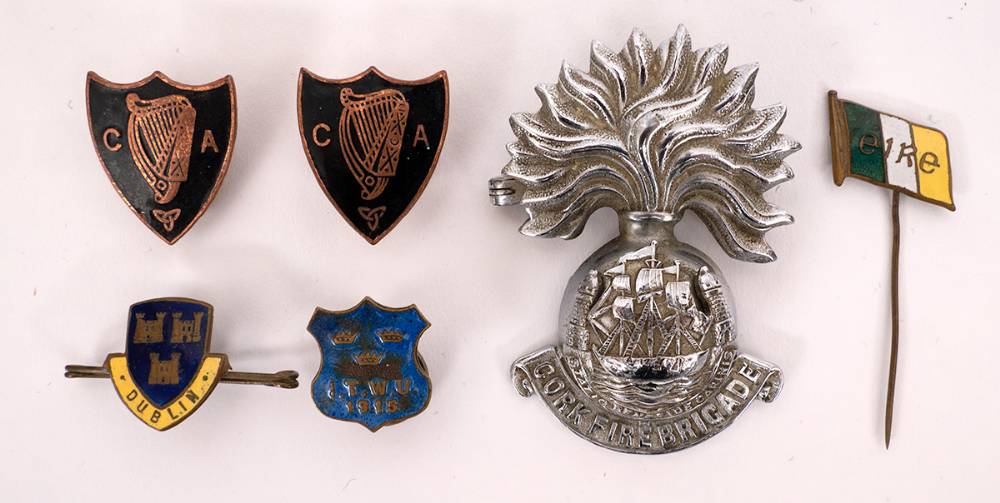 Cork Fire Brigade badge and other badges (6) at Whyte's Auctions