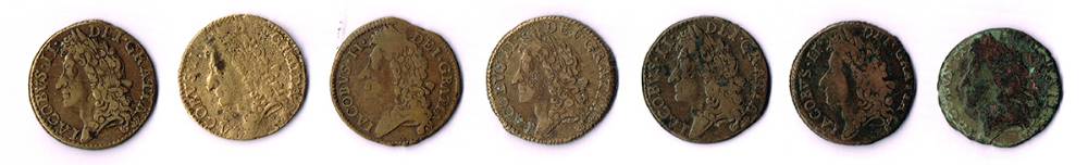 James II 'Gunmoney' collection of shillings, 1689 (7) at Whyte's Auctions