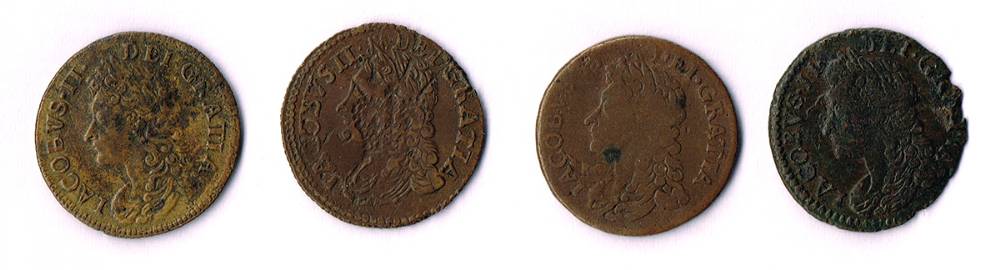 James II 'Gunmoney' sixpence 1689 collection (4) at Whyte's Auctions