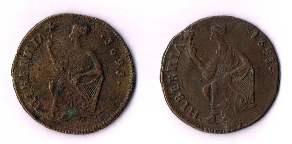 James II Limerick halfpenny, 1691. (2) at Whyte's Auctions