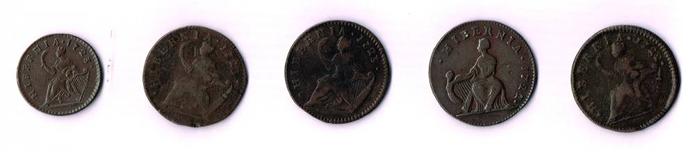 George I Wood's Coinage halfpenny and farthing collection 1722-1723 (5) at Whyte's Auctions