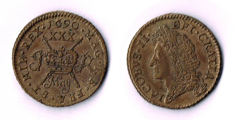 James II 'Gunmoney' small halfcrown, 1690 at Whyte's Auctions