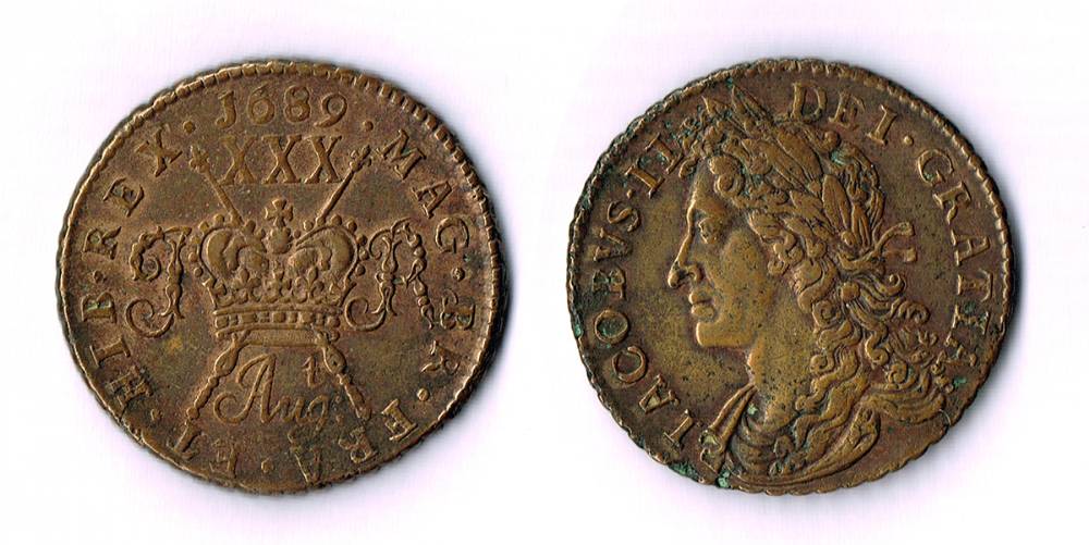 James II 'Gunmoney' halfcrown, 1689 at Whyte's Auctions