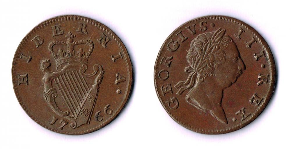 George III halfpenny, 1766 at Whyte's Auctions