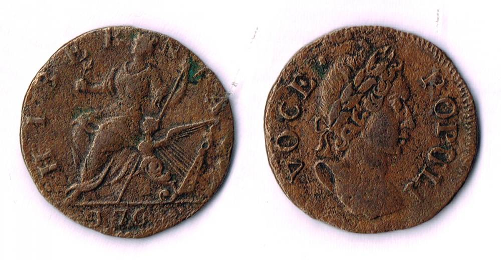 George III Voce Populi, 1760, halfpennies (2) at Whyte's Auctions