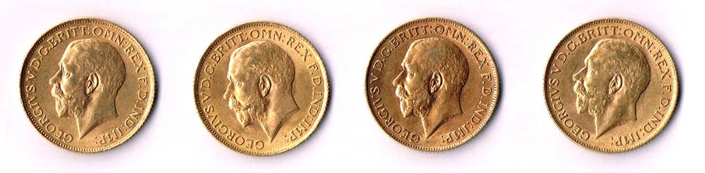 George V gold sovereigns collection 1911-1914 (4) at Whyte's Auctions