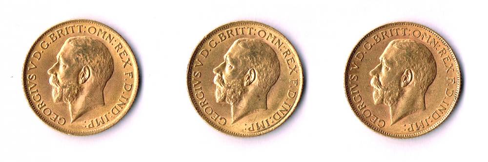 George V gold sovereigns collection 1911 and 1913 (3) at Whyte's Auctions