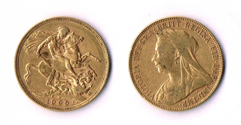 Victoria gold sovereigns 1894, 1896 and 1900 (3) at Whyte's Auctions