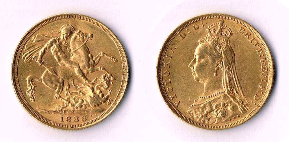 Victoria gold sovereigns, 1888 and 1892 (2) at Whyte's Auctions