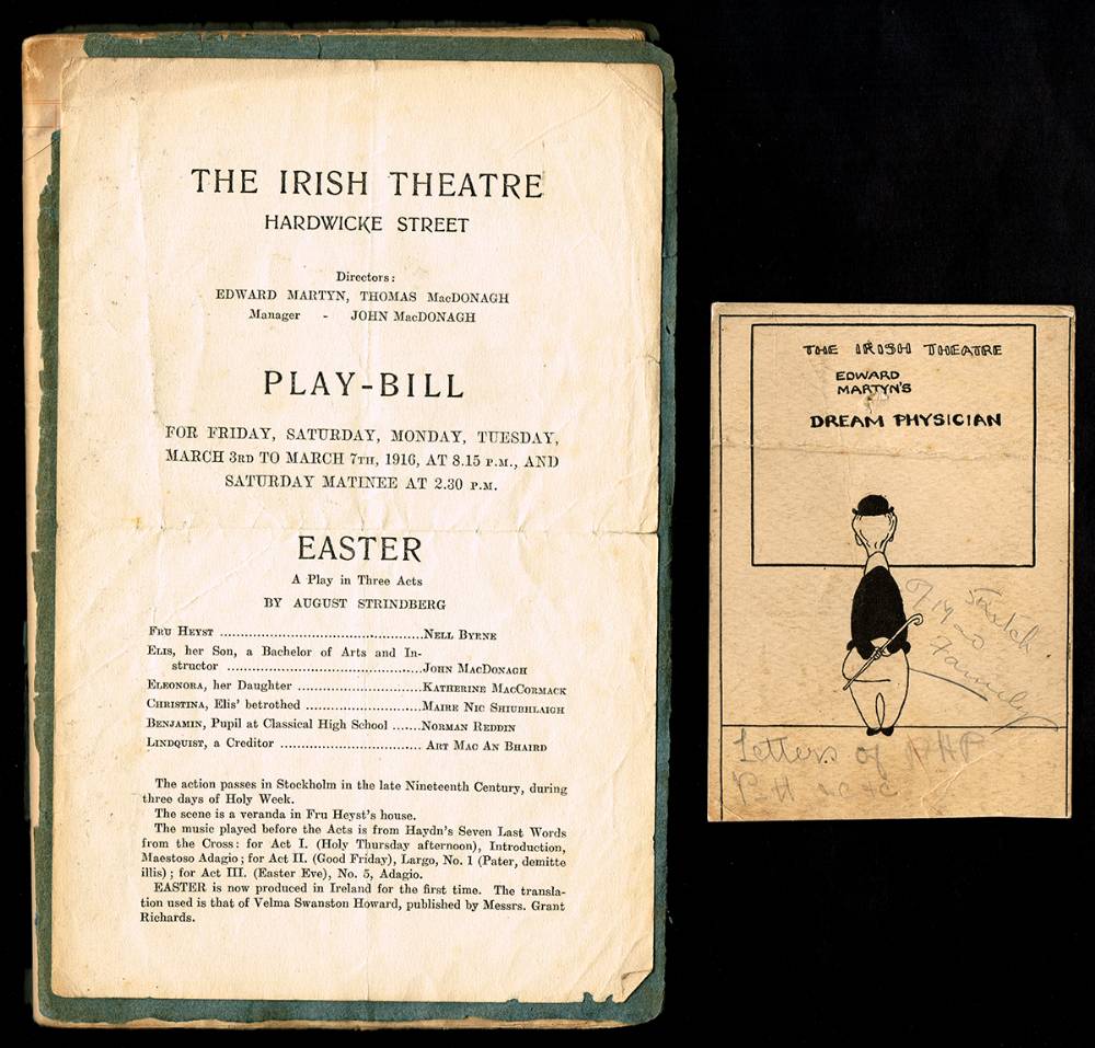 1916 (3-7 March) The Irish Theatre playbill for 'Easter' by August Strindberg and related items (3) at Whyte's Auctions