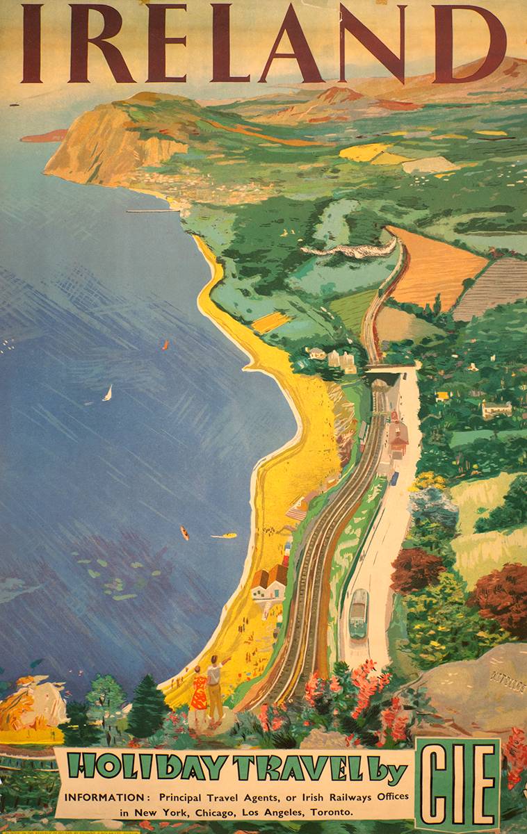 Circa 1950 Ireland - Holiday Travel by CIE, poster of Killiney by Eileen Costelloe at Whyte's Auctions