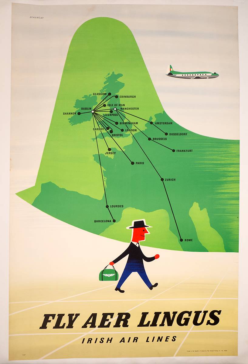 1960s Aer Lingus route map poster. at Whyte's Auctions