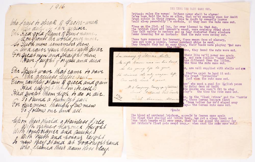 1917-1930. Collection of manuscript verses on Thomas Ashe and the 1916 Rising. (30) at Whyte's Auctions