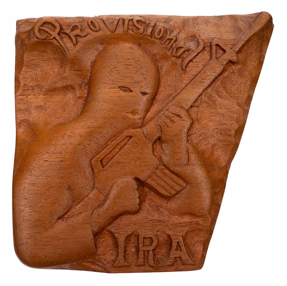 Circa 1975 wood carving by an internee at Long Kesh at Whyte's Auctions